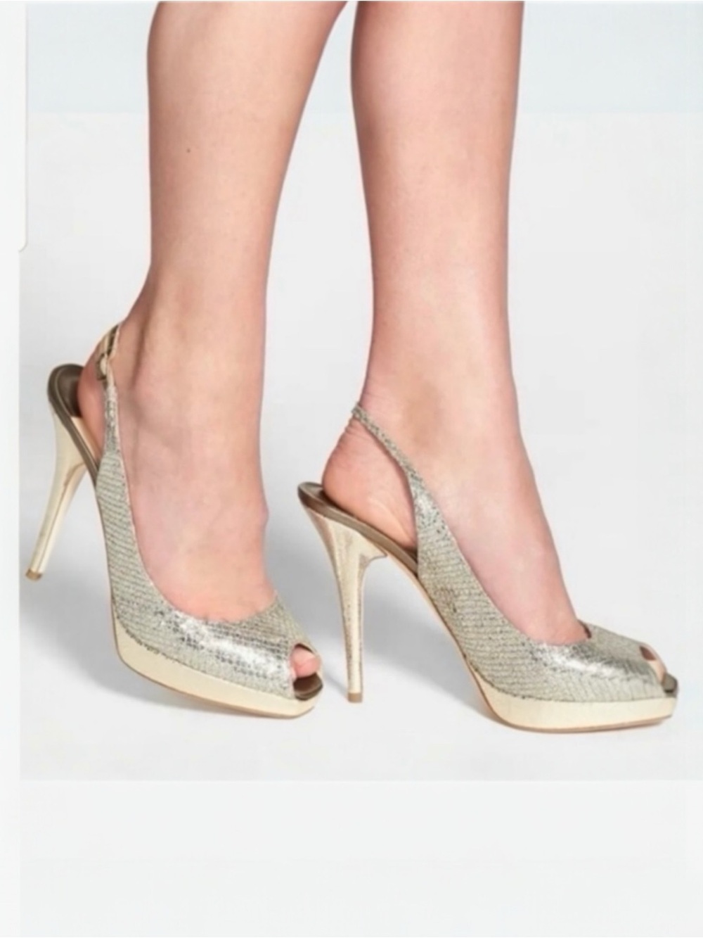 JIMMY CHOO CLUE GLITTER SLINGBACK PLATFORM
PEEP TOE HIGH HEEL PUMPS SANDAL 37